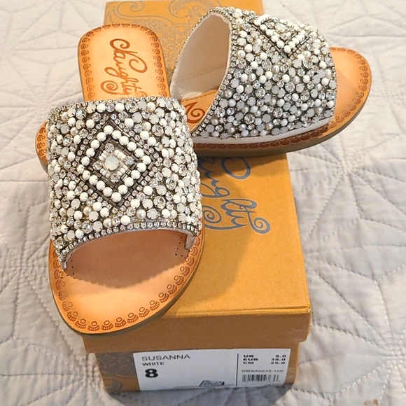naughty monkey Shoes - BRAND NEW IN BOX!!! Naughty Monkey white and silver sequin sandals.
